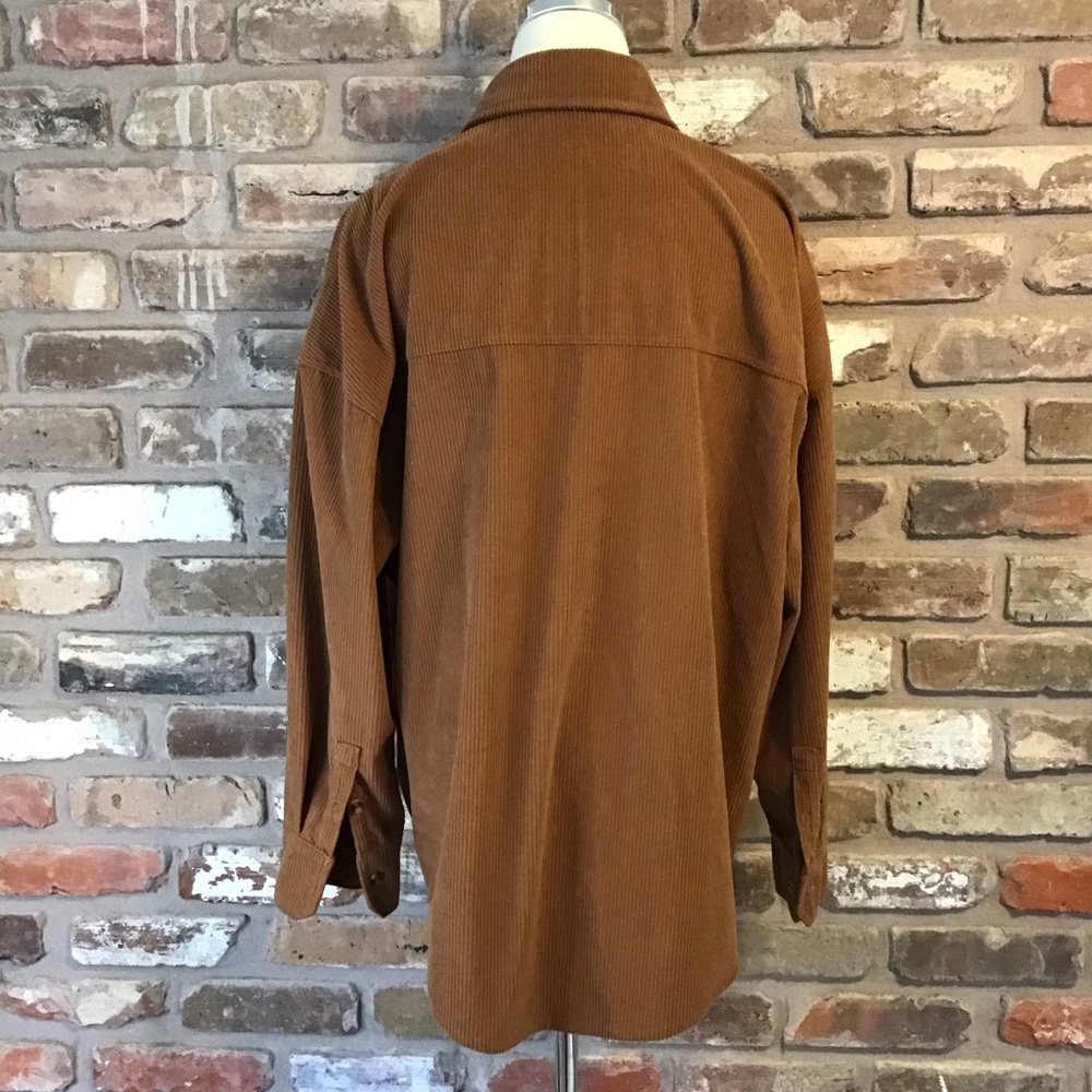 Women's Oversized Brown Button Down Corduroy Shirt L - Picture 5 of 7